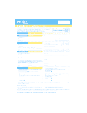 Petplan Veterinary Fees Claim Form