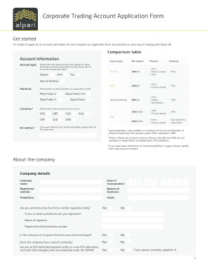 Corporate Trading Account Application Form