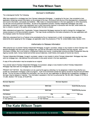 Borrower’s Certification Form