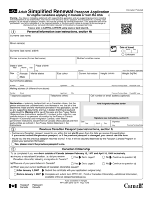 Adult Simplified Renewal Passport Application