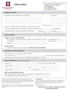 Indiana University Gift Form
