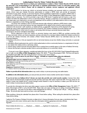 Indiana University Motor Vehicle Records Check Authorization Form