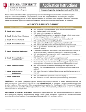 Health Professions Programs Application