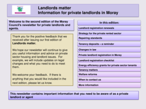 Landlords matter Information for private landlords in Moray - moray gov