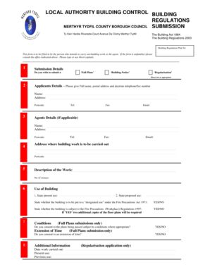 UK Building Regulations Plan Submission Form