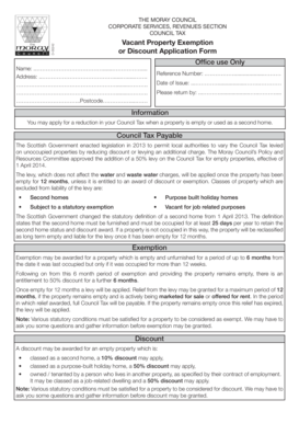 Vacant Property Exemption or Discount Application Form