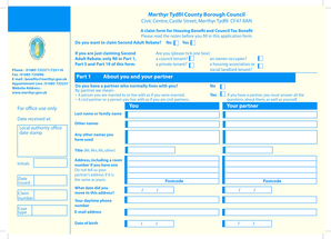 Housing Benefit and Council Tax Benefit Claim Form