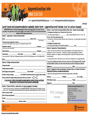 ATF-022 Land Travel and Accommodation Subsidy Claim Form