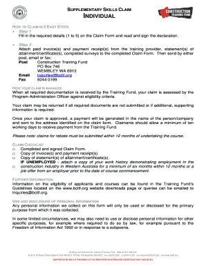 Supplementary Skills Claim Form