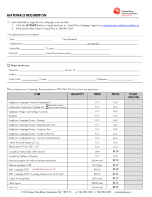 Materials Requisition Form