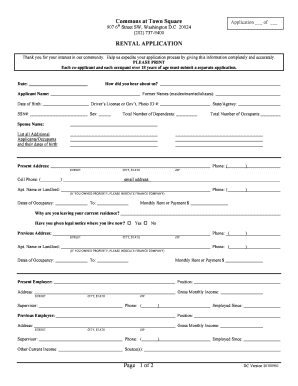 Waterside Townhomes Rental Application