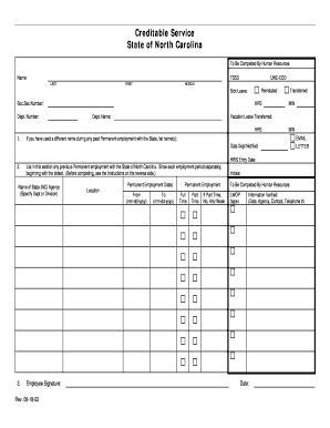 North Carolina Creditable Service Form