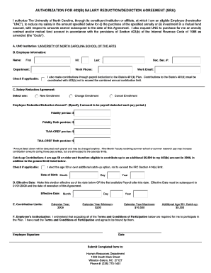 Authorization for 403(b) Salary Reduction Agreement