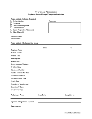 UNC Employee Status Change Form