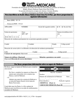 Formulario de inscripción en el plan individual de medicamentos recetados de Medicare
