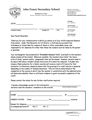 Ontario Extended Absence Form