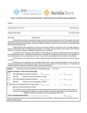 Section 125 Cafeteria Plan Benefit Election Form
