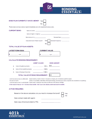 Bonding Essentials Checklist - 401k Essentials