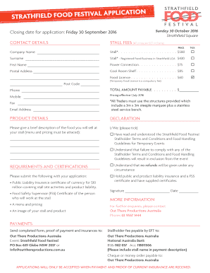 Fillable Online Love Food Festival Application Form Fax Email Print ...