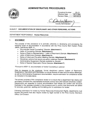 ADMINISTRATIVE PROCEDURES - PROCEDURE NUMBER