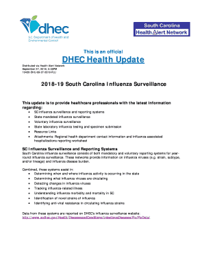 SC DHEC Health Update Influenza Surveillance 2018 - Fill and Sign ...
