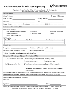 Fillable Online Positive Tuberculin Skin Test Reporting Fax Email Print Fillable Online Positive Tuberculin Skin Test Reporting Fax Email Print