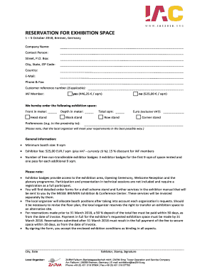 RESERVATION FOR EXHIBITION SPACE