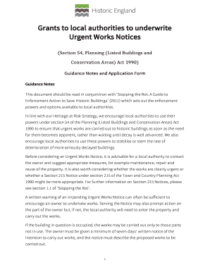 Grants to local authorities to underwrite Urgent Works Notices