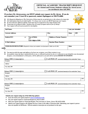 Official Academic Transcript Request