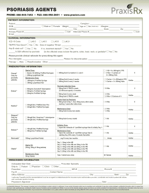 Fillable Online Psoriasis Enrollment Form Fax Email Print - pdfFiller
