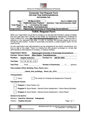 TOEIC Request Form