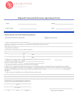 Stipend/Contracted Services Agreement Form - Social Good Fund