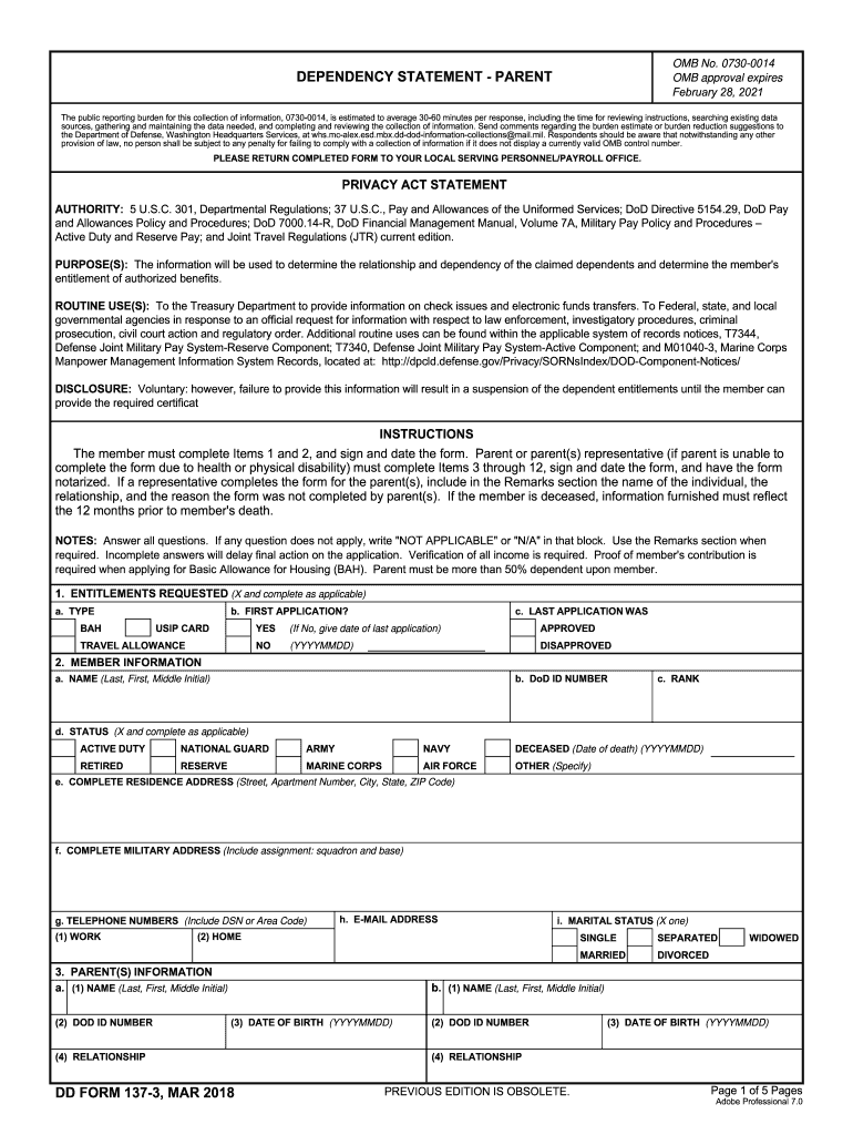 2018 2025 Form DD 137 3 Fill Online Printable Fillable Blank PdfFiller