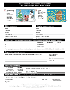 2018 Holiday Card Order Form - Texas Scottish Rite Hospital for ...