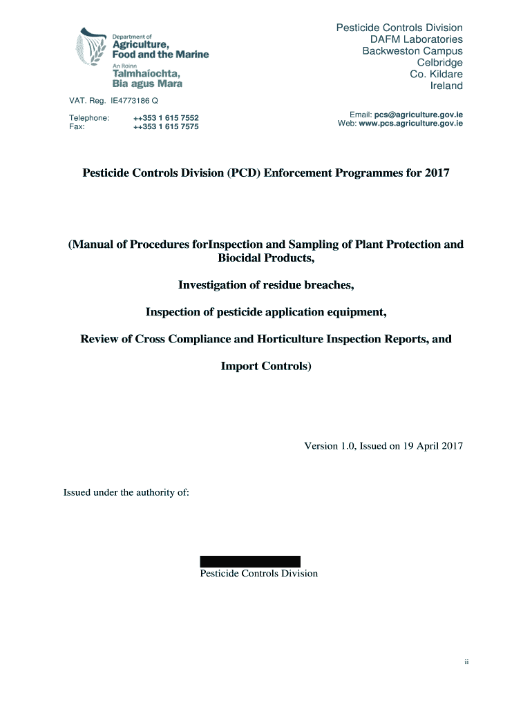 Fillable Online Pesticide Registration and Control Divisions