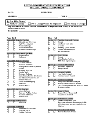Fillable Online RENTAL REGISTRATION INSPECTION FORM BUILDING ... Fax ...