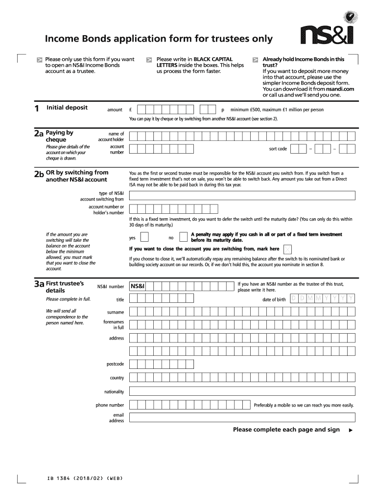 Income Bonds application form for trustees only Preview on Page 1