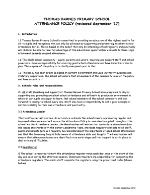 Thomas Barnes Primary School Attendance Policy
