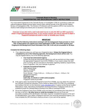 Fillable Online Colorado Board of Nursing FINGERPRINTING AND BACKGROUND ...  Fax Email Print - pdfFiller