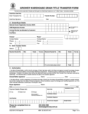 grower warehouse grain title transfer form - Robinson Grain