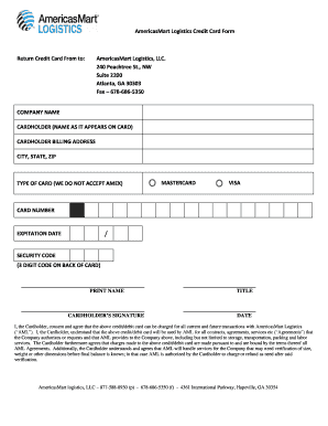AmericasMart Logistics Credit Card Form