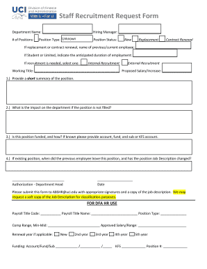 Staff Recruitment Request Form - UCI