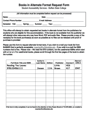 Fillable Online Books On Cd Request Form Buffalo State College