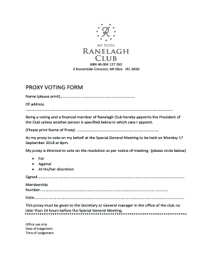 Fillable Online proxy voting form - Ranelagh Club Fax Email Print ...