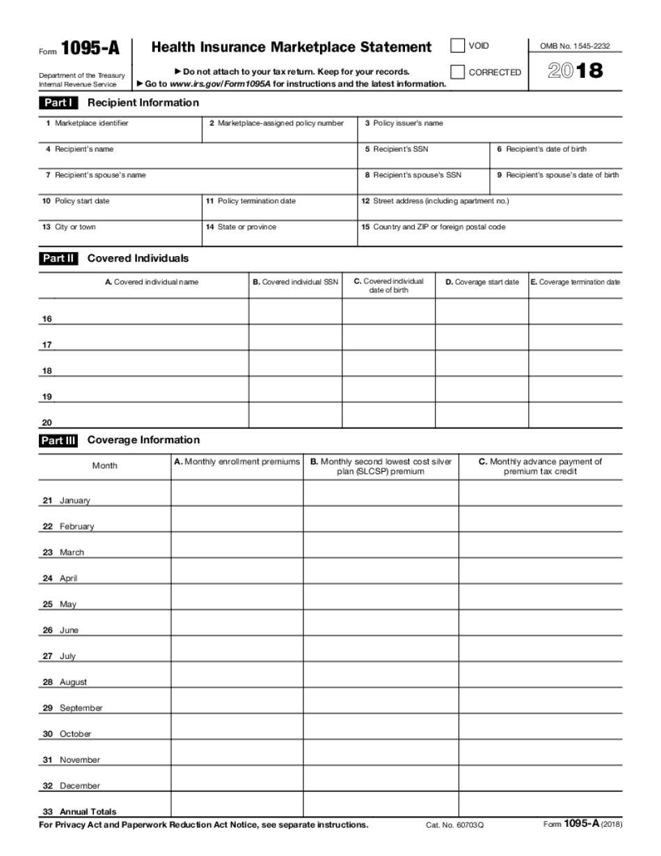 Form 1095 a Example Fill Online Printable Fillable Blank Form 