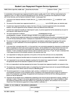 FORM NIH 2851-2. Student Loan Repayment Program Service Agreement