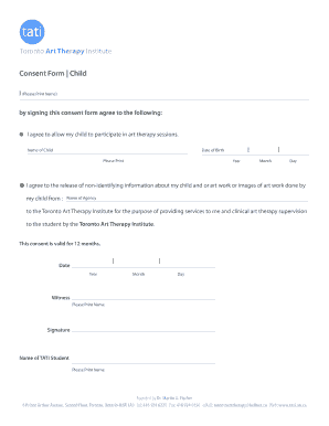 Art therapy consent form