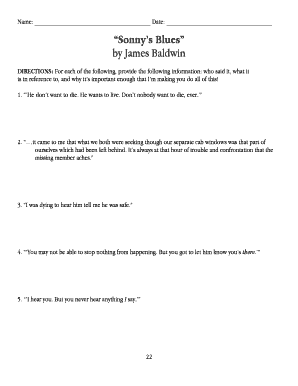 Sonny’s Blues Analysis Form