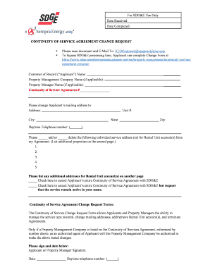 sdge continuity of service