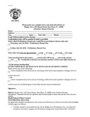 Sloppy Joe's, 201 Duval Street, Key West, FL 33040 Attention
